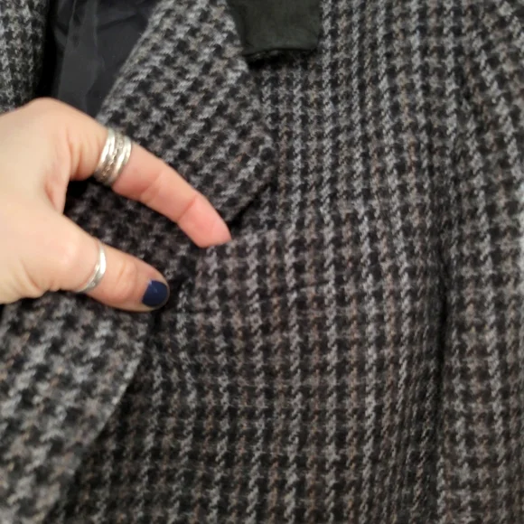 VINTAGE CASUAL CORNER Houndstooth Tweed Blazer Grey - Picture 12 of 17